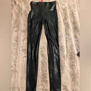 Spanx Black Faux Leather leggings Size Small
